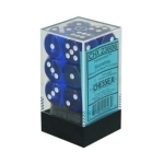 Translucent 16mm d6 Blue/white Dice Block (12 dice)