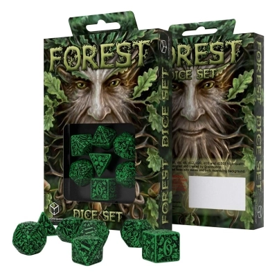 Forest 3D Green & black Dice Set (7)