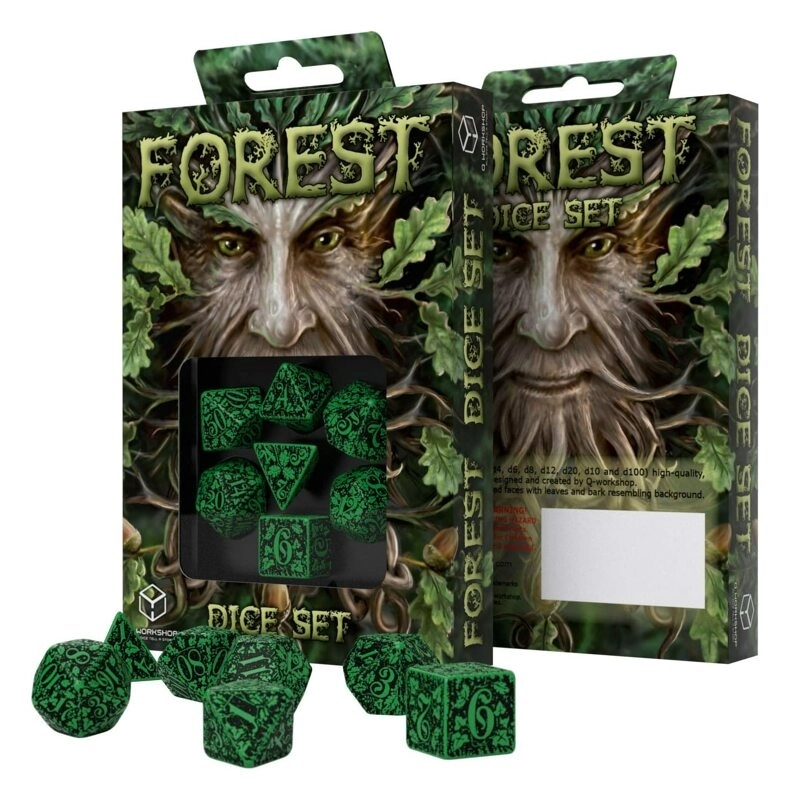 Forest 3D Green & black Dice Set (7)