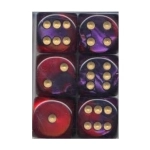 Dice Sets Purple-Red/Gold Gemini 16mm d6 (12)