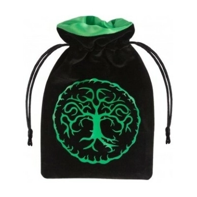 Forest Black & Green Velour Dice Bag - 15 x 10 cm