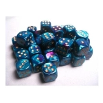 Gemini 12mm d6 Dice Blocks with pips Dice Blocks (36 Dice) - Purple-Teal w/gold