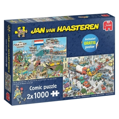 Zu Lande, im Wasser, in der Luft & Verkehrschaos - Jan van Haasteren - 2x 1000 Teile