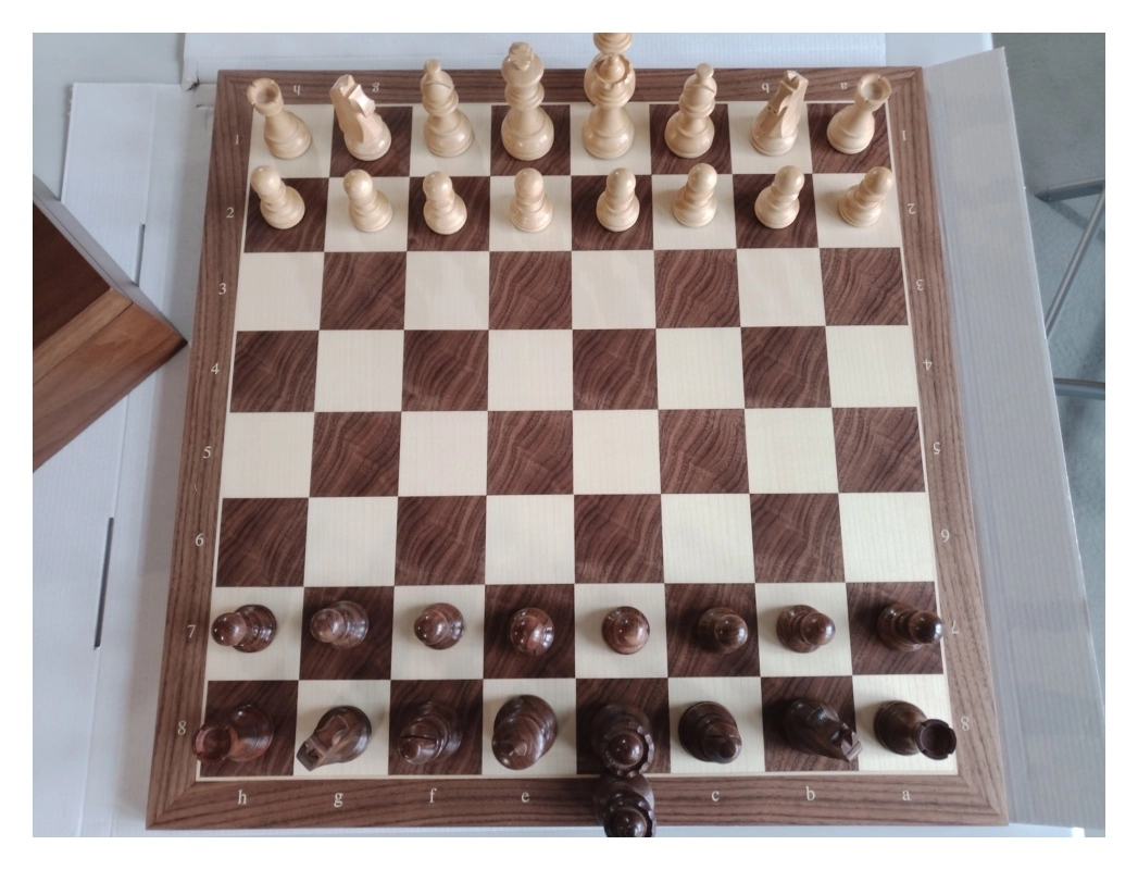 Turnierschachspiel Nussbaum / Ahorn Furnier 50x50cm (Einzelstück)