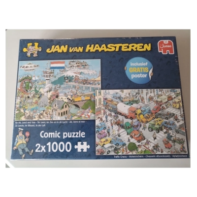 Zu Lande, im Wasser, in der Luft & Verkehrschaos - Jan van Haasteren - 2x 1000 Teile (Defekte Verpackung)