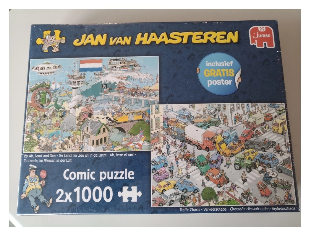 Zu Lande, im Wasser, in der Luft & Verkehrschaos - Jan van Haasteren - 2x 1000 Teile (Defekte Verpackung)