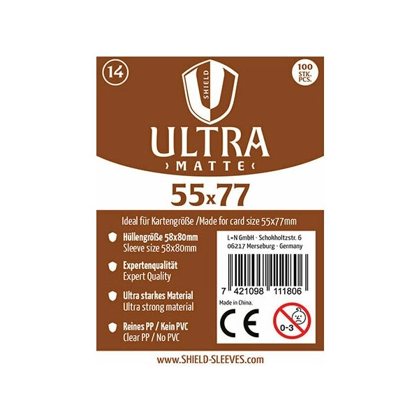 Shield Ultra Matte - 100 Sleeves (55 x 77 mm)