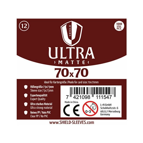 Shield Ultra Matte - 100 Sleeves (70 x 70 mm)