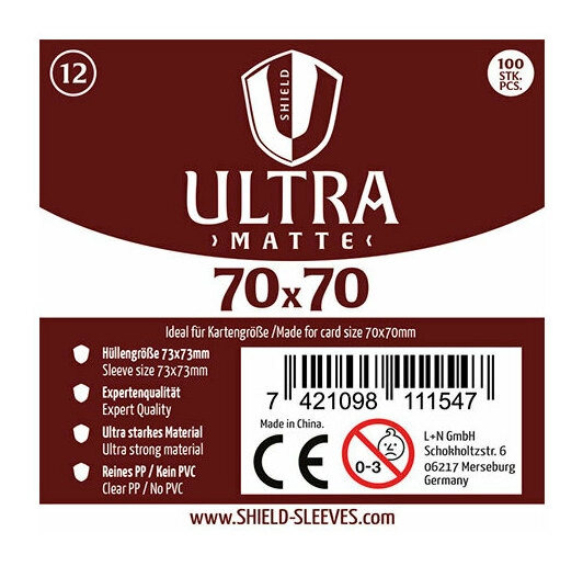 Shield Ultra Matte - 100 Sleeves (70 x 70 mm)