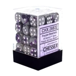 Chessex Gemini 12mm d6 Dice Blocks with pips Dice Blocks (36 Dice) - Purple-Steel w/white