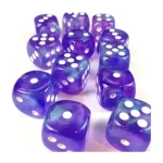 Borealis 16mm d6 Purple/white Luminary Dice Block (12 dice)