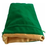 Green Velvet Dice Bag with Gold Satin Lining 20 x 15cm