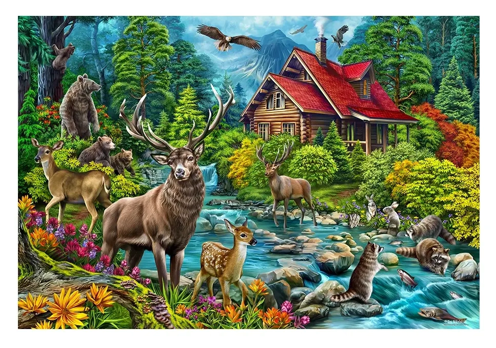Wildtiere vor der Waldhütte
