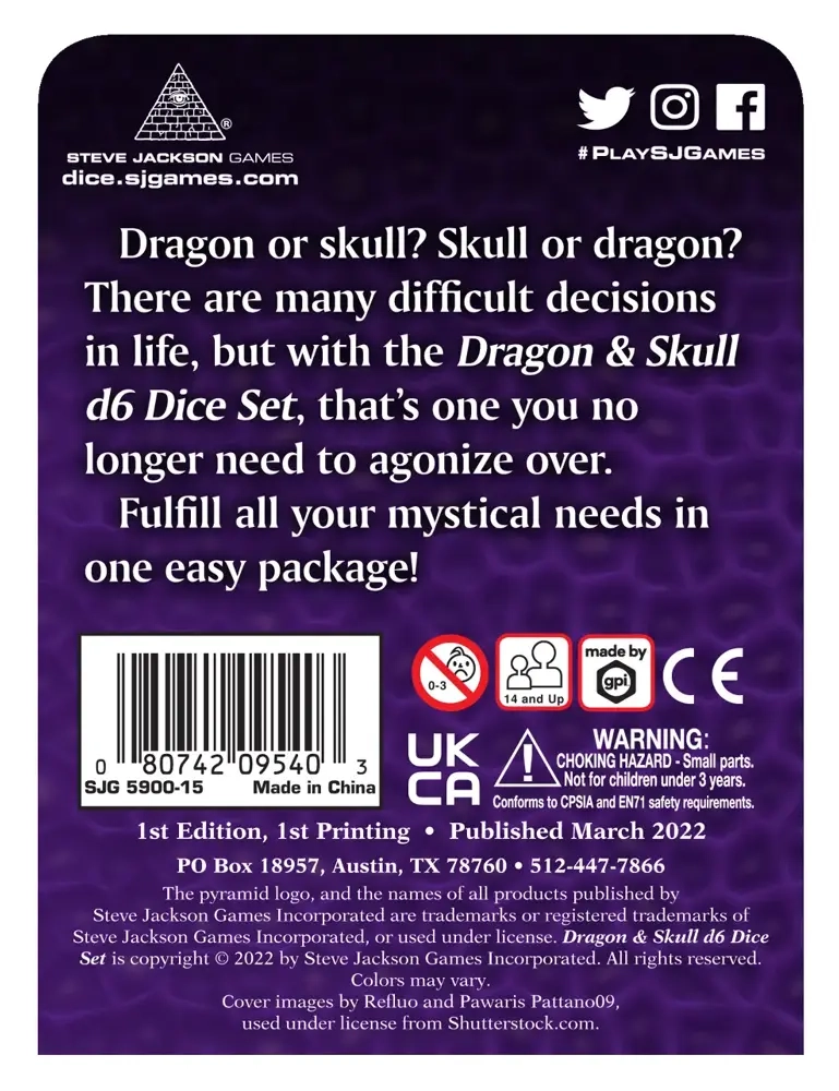 Dragon & Skull Dice Pack Silver