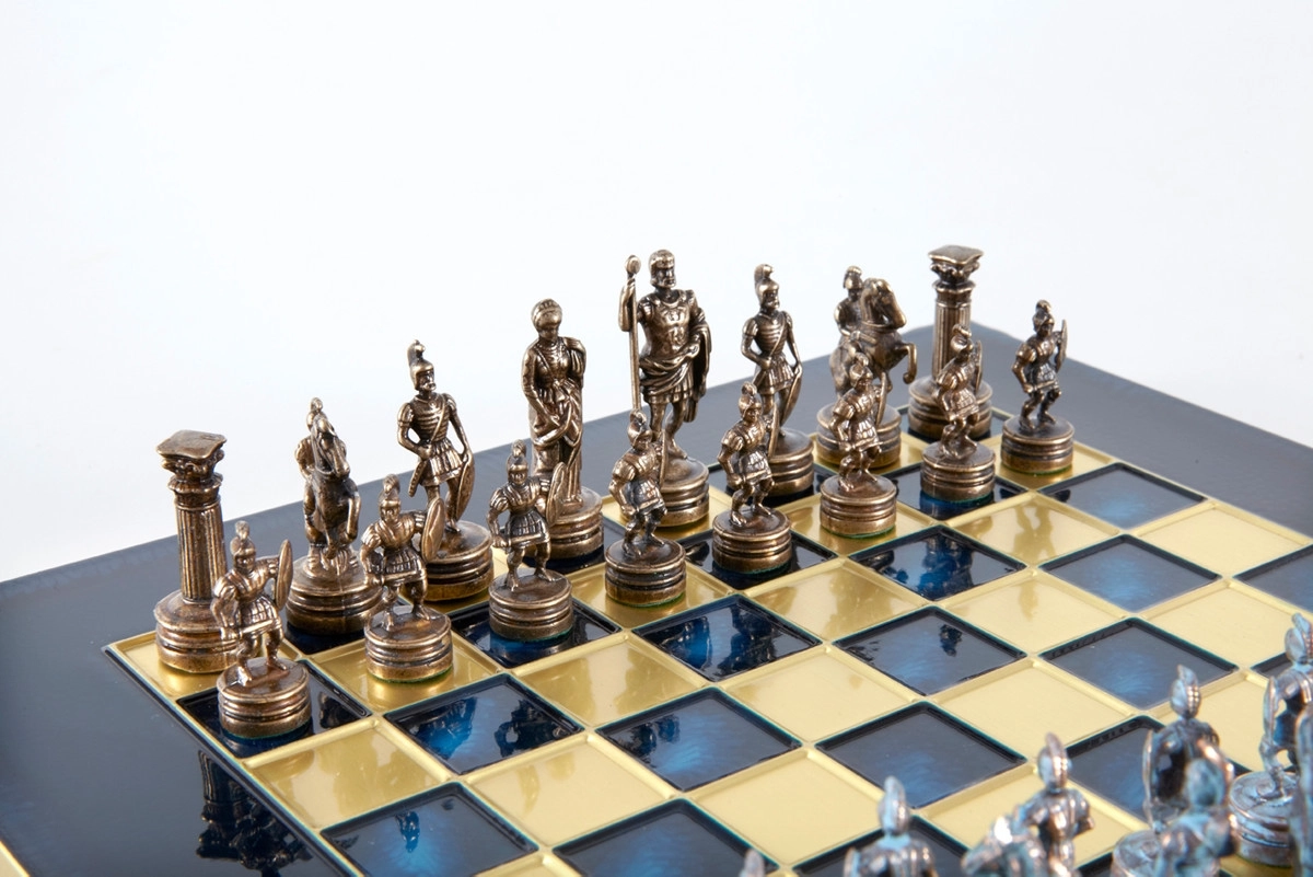 Schachspiel Griechisch-Römische Epoche blau - 28cm