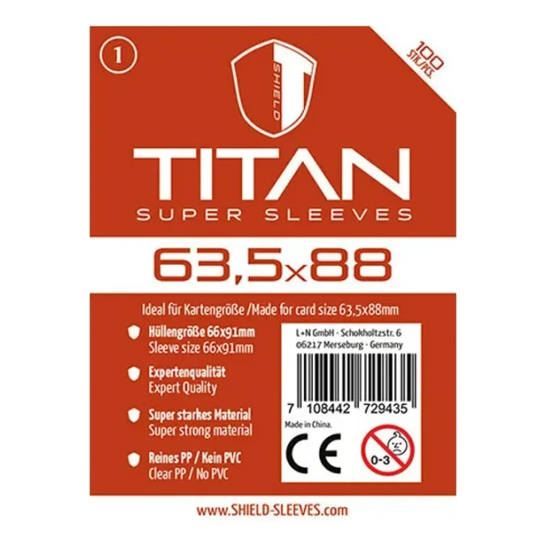 Shield Titan - 100 Sleeves (63.5 x 88mm)